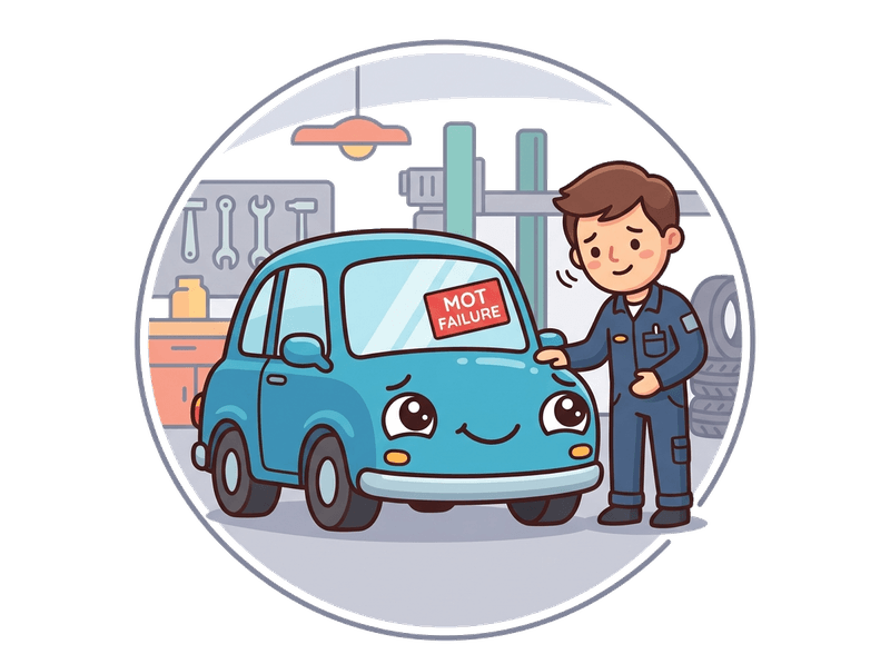 Illustration of mot failure car collection service by Scrap Car Crystal Palace