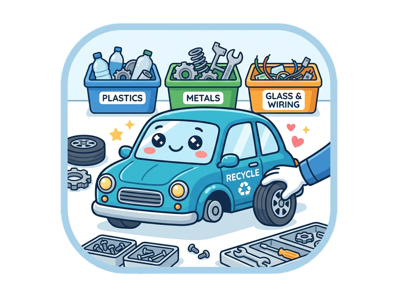 Illustration of salvage & dismantling service by Scrap Car Crystal Palace